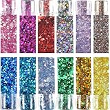 VEROA 12 Farb-Set Festival Glitzer Gesicht Body Glitter für Festliche Verkleidungen (5g)