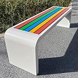 GUQASDV Bank Garten Lounge, Sitzbank Garten Wetterfest, Gartenmöbel Loungesessel, Gartenbank Holz Massiv + Metall for Hinterhof, Garten, Park(Wit,120x40x45cm)