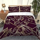 SVTUSR Kinderbettwäsche 155X220 cm, Kreative Pflanze Lotus Mikrofaser Bettwäsche Set 3 Teilig : 1 Bettbezug + 2 Kissenbezug 80X80Cm, Superweiches Hypoallergen Winter Bettbezüge, Schlafkomfort