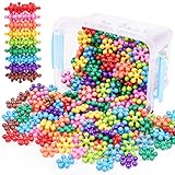 NiToy Schneeflocken-Verbindungsbausteine 300 Stück für Kinder ab 3 Jahren, mehrfarbige Kunststoff-Bausteine für frühes Lernen und Kreativität, STEM-Spielzeug mit Tragetasche, sicheres Material