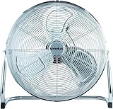 Senelux Bodenventilator – Fitnessstudio-Ventilator aus Chrom – 16-Zoll-elektrischer tragbarer Kühlventilator für den Heim-/Fitnessraum-/Bürogebrauch – 3 Geschwindigkeitseinstellungen mit Kippfunktion