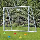 JUNGLE STONE Ultimatives Allwetter-Fußballtor aus uPVC, 2,4 m x 1,8 m, tragbar, 70 mm dick, PVC-Torpfosten + Fußballnetz, integriertes Verriegelungssystem
