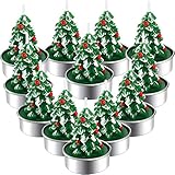 12 Stück Weihnachtsbaum Teelicht Kerzen Handgemachte Zarte Baum Kerzen für Weihnachten Haus Dekoration Geschenke (Stil I)