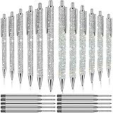 12 Stück Bling Pen Bulk Metall Kugelschreiber Diamant Stift Kristallpresse einziehbare schwarze Tinte 0,7 mm Kugelschreiber 2 Farben