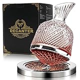 HABOWN® Wein Dekanter,Whisky Dekanter,360°Drehbare Weinkaraffe,1.5L,Whisky Wein Karaffe, Dekanter aus bleifreiem Kristallglas,Geschenk für Weinliebhaber, Weihnachten Geschenke, Geschenke für Männer