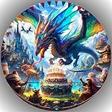 Tortenbild, mit dem Motiv: DRACHEN,Essbares Foto für Torten, Fondant,Tortenaufleger Ø 20cm DRACHEN K 1