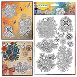 CHGCRAFT Blume Zahnräder Clear Stempel Schmetterlinge Transparente Briefmarken Rose Silikon Stempel Siegel für Carding Making DIY Scrapbooking Fotoalbum Dekoration, 4,3x6,3 Zoll