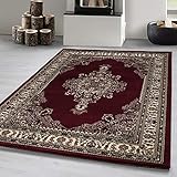 Carpetsale24 Traditioneller Orientalischer Teppich - Wohnzimmer Kurzflor Design Rot 160 x 230 cm - Schlafzimmer Floral Ornament Stil Weich und Pflegeleicht - Vintage Muster