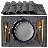 IPEA Tischsets Abwaschbar Schwarz 45 x 30 cm - 6er Set - Für Abendessen, Mittagessen, Frühstück - Hitzebeständig, rutschfest, Schmutzabweisend für Küchentisch und Wohnzimmer - Platzsets Abwischbar