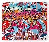 Ambesonne Grafisches Mauspad, Hip Hop Street Culture Harlem New York City Wand Graffiti Art Spray Art Bild, rechteckiges rutschfestes Gummi-Mauspad, Standardgröße, rosa rot