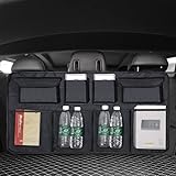 Kofferraum Organizer Auto, Aufbewahrungstasche Auto Wasserdichten Taschen Auto Kofferraumtasche Auto mit 8 Pocket, 3 Verstellgurten und Klettverschluss, Kofferraumtasche Auto aus Oxford-Stoff, Schwarz