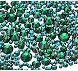 Jollin 3456, Strasssteine mit flacher Rückseite, Glas-Anhänger, Strass-Edelsteine, für Nagelkunst, 6 GrÃÃŸen, SS4~SS12, dunkelgrün, Mixed SS4 5 6 8 10 12