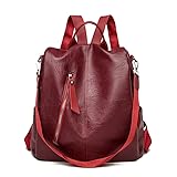 SKINRN Frauen Reiserucksack PU Leder Handtasche für Frauen Frauen Rucksack Rot