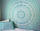 Grüner Wandteppich, Mandala-Wandteppich, Wandbehang, Hippie-Schlafsaal, Doppel-Mandala-Wandteppich für Schlafzimmer, Wanddekoration, Boho-Bettwäsche, leichter Raumteiler Darjii