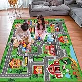 AKUNRUG Auto-Spielteppich für Kinder, Auto-Spielmatte, Stadt, Straßenkarte, Kinderspielteppich für Spielzimmer, extra groß, Kinderspielteppich für Spielzimmer, Schlafzimmer, Wohnzimmer (100 x 150 cm)