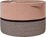 61 x 61 x 43,2 cm, maximale Größe, großer Baumwollseilkorb, extra großer Aufbewahrungskorb, gewebter Wäschekorb, Stoff-Aufbewahrungsbehälter, für Decken, Kleidung, Handtücher, Kissen im Wohnzimmer,