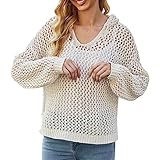 jieGorge Damenjacke, einfarbig, faule Windjacke, Design Sense, Hohlstrick, leichter Pullover, weiß, S