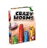 Crazy Worms - Auf die Würmer, fertig, los! Das lustige Plättchen Legespiel, Rot, Orange, Blau, Gelb, Grün