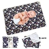 Flockthree Wasserdichte Baby-Wickelunterlage mit Aufbewahrungstasche (72,9 x 50 cm), waschbar, abwischbar, wiederverwendbar, auslaufsicher, Reisematte, Wickelunterlage, Wickelmatratze, Bettbezug,