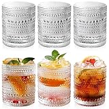LOITTAINUE Gläser Set 6 Teilig, 350ml Vintage Trinkgläser Set, Whiskeygläser, Cocktailgläser, Saftgläser aus Glas, Wassergläser für Wasser, Drink, Saft, Party, Garten - Spülmaschinenfest