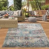 Teppich-Traum Orientalischer Vintage Teppich mit Verzierungen | In- & Outdoor | Mehrfarbig, 140 x 200 cm
