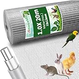 Amagabeli 1.0m X 20m Hasendraht 100cm Hasengitter Volierendraht 12x12mm Maulwurfgitter Wühlmausgitter Für Hochbeet Zaun Hühnerdraht Maschendrahtzaun Kaninchendraht Verzinkt Drahtgitter