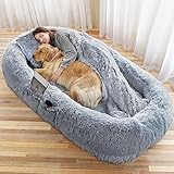 Jolitac 6XL Hundebett Menschliche Größe, Waschbar Katzenbett Hundekorb, Menschen Haustierbett für Sie und Ihr Haustier, Beruhigendes Hundekissen für Extra Große Hunde 185x110x35cm, Grau