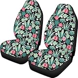Woisttop Autositzbezüge, Motiv Hawaiianischer Kaktus-Blumen, 2er-Set Vordersitz-Schonbezüge, universell passend für die meisten Pkw, SUV, Lieferwagen, hochelastisch, Pkw-Innenraumzubehör