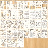 Tucnoeu 36PCS Schablonen Set, Stencil Zeichenschablonen, Fotoalbum Zubehör, Wiederverwendbare Kunststoff Vorlagen für DIY Tagebuch, Scrapbook, Geschenkkarten