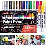 colozoo Lackstifte 15er Set | Permanente und wetterfeste Marker auf Ölbasis für alle Oberflächen