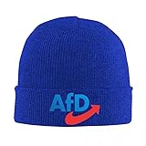 Generisch AFD Wintermütze, Schwarz Blau Rot Grau, Gestrickte Beanie-Mütze mit Logo (Blau)
