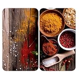 WENKO Herdabdeckplatte Universal Mod. Gewürze, höhenverstellbar für alle Herdarten, Schneidebrett und Spritzschutz, Glas, 30 x 52 cm, 2-teilig