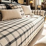 HGTRH Sofaschutz Katze Hund Decke, Sofa üBerzug L Form Ecksofa 1 2 3 4 Sitzer Sofaschoner Couch üBerwurf Hundedecke Baumwolle und Leinen A 90 * 180