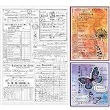 GLOBLELAND Retro Handgeschriebenes Hauptbuch, Klare Stempel Für DIY Scrapbooking, Vintage-Wörter, Hintergrund, Silikon, Siegel, 21x30 cm, Transparente Stempel Für Karten, Tagebuch