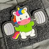 IronUnicorn Patch - 81 mm, Barbell & Einhorn Design, Robustes Gummi mit Klettverschluss - Perfekt für Rucksäcke & Sporttaschen, langlebiges Accessoire für Fitness & Gym-Fans