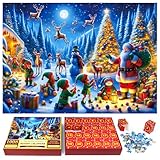OAIDSONL Adventskalender Weihnachtspuzzle 2024, Adventskalender Jigsaw Puzzle 24 Boxen 1008 Teile Weihnachten Geschenke, Puzzles für Countdown bis Weihnachten Weihnachtsdekoration 70 x 50 cm