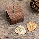 Personalisierte Gitarrenplektren aus Holz mit Etui, individueller Gitarrenplektrumhalter, Musiker-Plektrum-Box, Vatertags-/Weihnachts-/Geburtstagsgeschenk für Gitarrenspieler