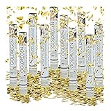 Relaxdays 10 x Party Popper 40 cm im Konfettikanonen Set, Konfetti Bombe für Hochzeit und Geburtstag, Konfetti Shooter 6-8 m Effekthöhe, Gold metallic