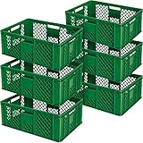 BRB 6x Eurobehälter durchbrochen/Stapelkorb, LxBxH 600x400x240 mm, lebensmittelecht, Industriequalität (grün)