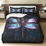 Bettwäsche 155x220 Schmetterling Bettbezug Retro Bettwäsche-Sets Mikrofaser, 1 Bettbezüge und 2 Kissenbezüge 80x80 cm, Bettwaesche 3 Teilig Mit ReißVerschluss