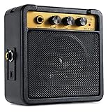 Rocktile GA-5 Jimi Mini-Gitarrenverstärker (5 Watt Batterieverstärker, mit Umhängegurt und Gürtelclip, Betrieb mit Batterie oder Netzteil möglich) schwarz