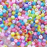 ZesNice 300 Stück 8mm Bunte Perlen Regenbogen Glasperlen Fädelperlen zum Auffädeln, Rund Perlenset Perlenarmband für Armbänder Bastelperlen, Perlen Set Schmuck Basteln DIY