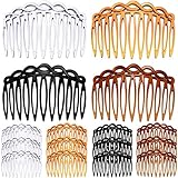 16 Stücke Haarkamm Kunststoff Haar Seitenkamm Französisch Twist Kamm Haarspangen Braut Hochzeit Schleier Kamm Zähne Haarspange Kämme (Schwarz, Transparent, Licht Kaffee, Dunkler Kaffee)