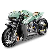 Technik Motorrad Spielzeug Modellbausatz, 2176 Klemmbausteine 1:5 Aston Martin Supermotorrad Bausteine, Geländemotorrad Kreatives STEM Bausatz Geschenk für Erwachsene Sammler Kinder