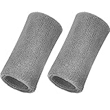 WILLBOND 6 Zoll Handgelenk Schweißband Sport Manschetten Elastische Athletische Baumwollarmband für Sport, 2 Satz (Grau)