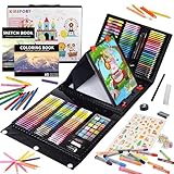 KINSPORY Premium Malkoffer Deluxe 290-teilig Malset für Kinder Anfänger Tolles Buntstifte Set, Wasserfarben, Ölpastellfarbe, zeichenstifte, Bleistifte als Zeichenset Geschenk Kinder