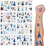 Tattoo Kinder, 8 Blätter Frozen Temporäre Tattoo Aufkleber Set für Jungen Mädchen Kindertattoos Wasserdicht für Geburtstagsgeschenke Kindergeburtstag Mitgebsel Party Deko