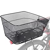 BINOTHINK Fahrradkorb Hinten, Metall Groß Fahrrad Korb Stabil Hinten, Fahrradkorb Gepäckträger Korb mit Montagezubehör für Kleiner Hund Einkaufen Picknick Fahrradkorb Schulranzen (M1)