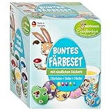 Heitmann Eierfarben-Set - fünf Kaltfarben - Färbetabletten und Sticker - lustige Gesichter - freche Eierköpfe - Ostereier verzieren, 1007239