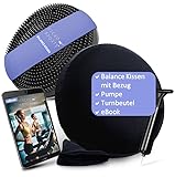 Gecko Sports **Februar Angebot Ballsitzkissen inkl. BEZUG, PUMPE, Turnbeutel, eBOOK, 33cm, schwarz, Premium Balancekissen, Luftkissen, Balance Kissen